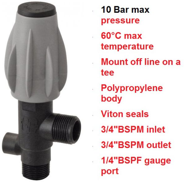 10 Bar Max x 3/4" Pressure Regulating Valve 8384046