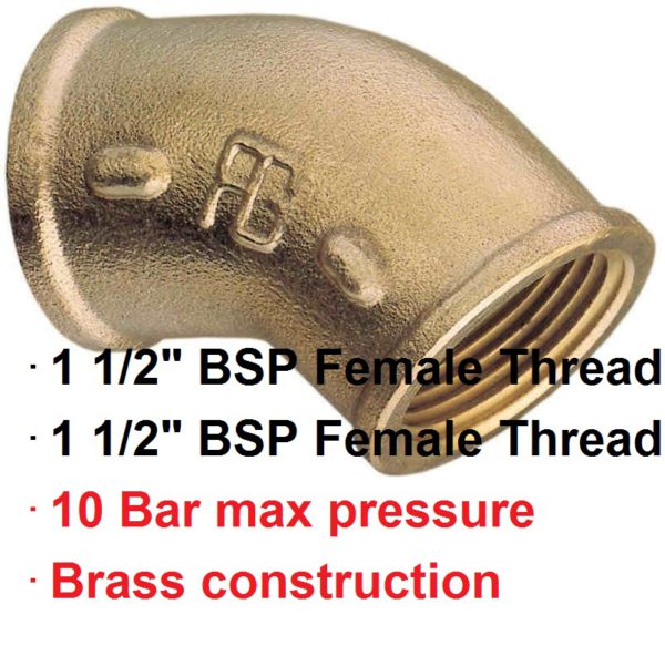 1 1/2" BSP Female 45 deg Brass Elbow 1-72715