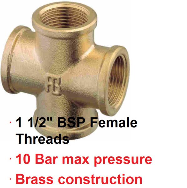 1 1/2" BSP Female Brass Threaded Cross 1-72785