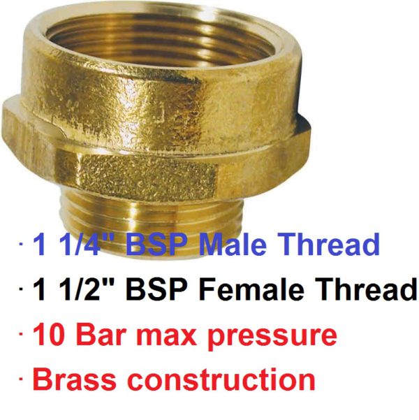 1 1/2" BSP F x 1 1/4" M Brass Reducing Nipple 1-76954