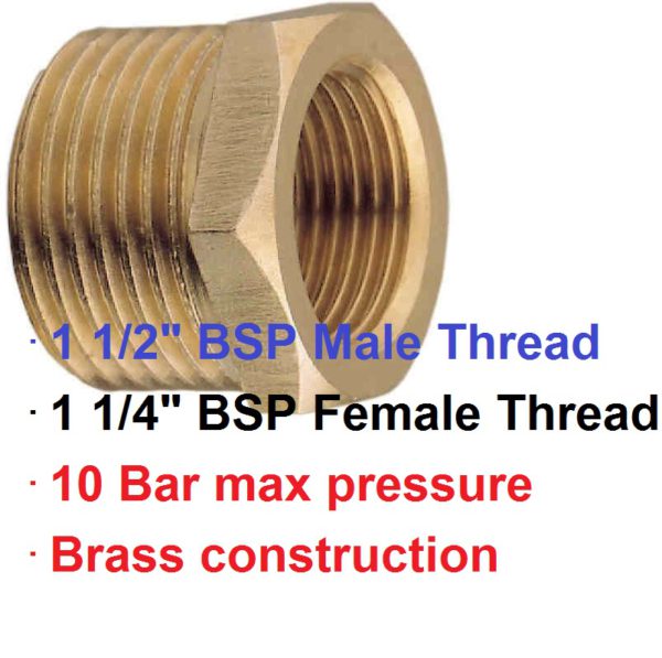 1 1/2" BSP M x 1 1/4" F Brass Reducing Bush 1-73270
