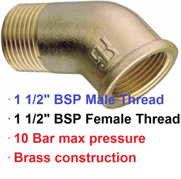 1 1/2" BSP M x F 45 deg Brass Elbow 1-72775