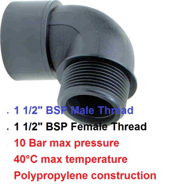 1 1/2" Female  x 1 1/2" Male Elbow POLY BSP 8021351