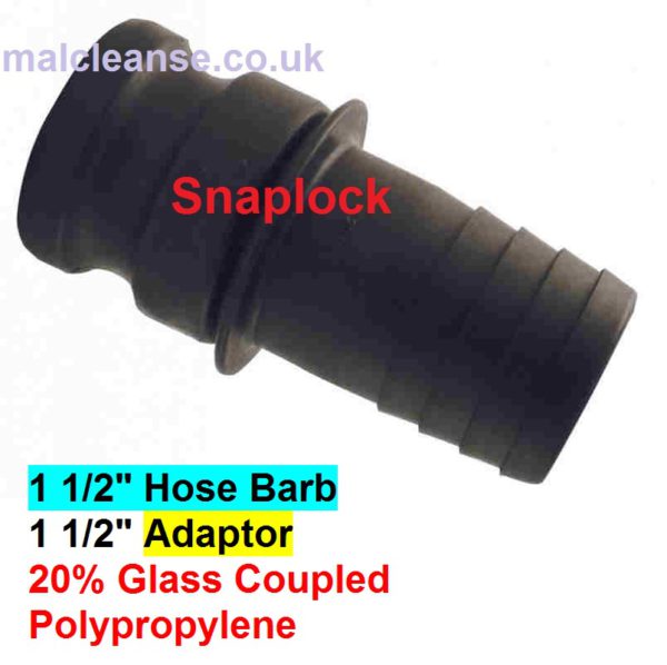 1 1/2" Hose Barb Snaplock Cam Lever Adaptor 1 1/2 size E150-P