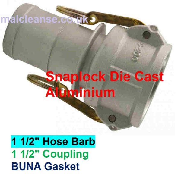 1 1/2" Hose Barb x 1 1/2 size Aluminium Coupling C150-A