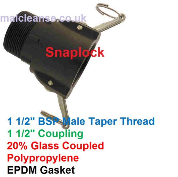 1 1/2" Male BSP Snaplock Cam Lever Coupler 1 1/2 size B150-P