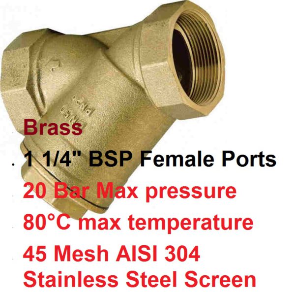 1 1/4" Brass Y Filter 402-1005