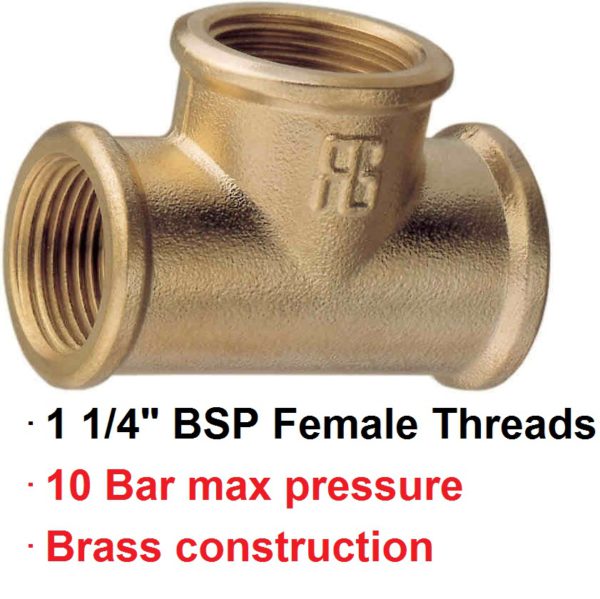 1 1/4" BSP Female Brass TEE 1-72840