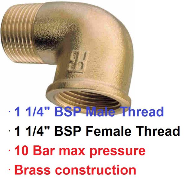 1 1/4" BSP F x M Threaded Brass Elbow 1-72640