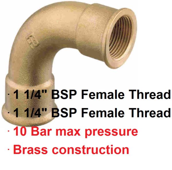 1 1/4" BSP Swept Female Brass Elbow 1-72694