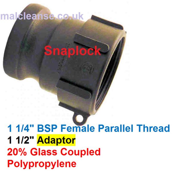 1 1/4" Female BSP Snaplock Cam Lever Adaptor 1 1/2 size A125-P