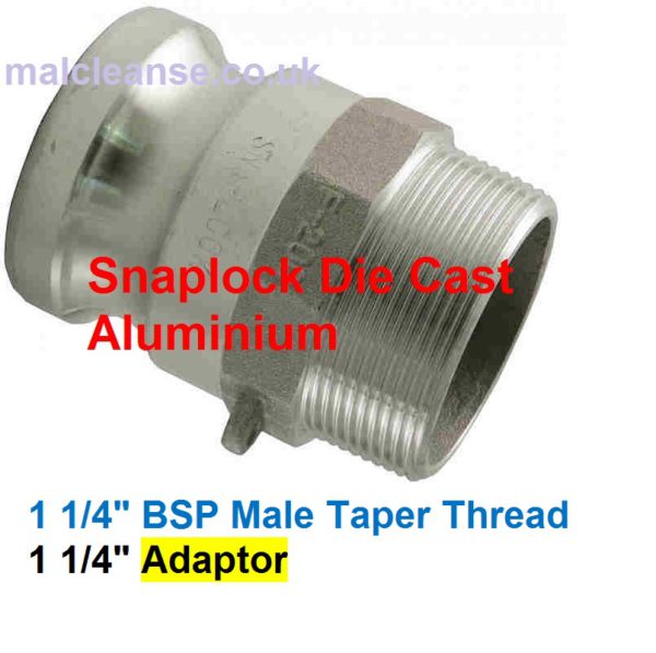 1 1/4" Male BSP Aluminium Cam Lever Adaptor 1 1/4 size F125-A