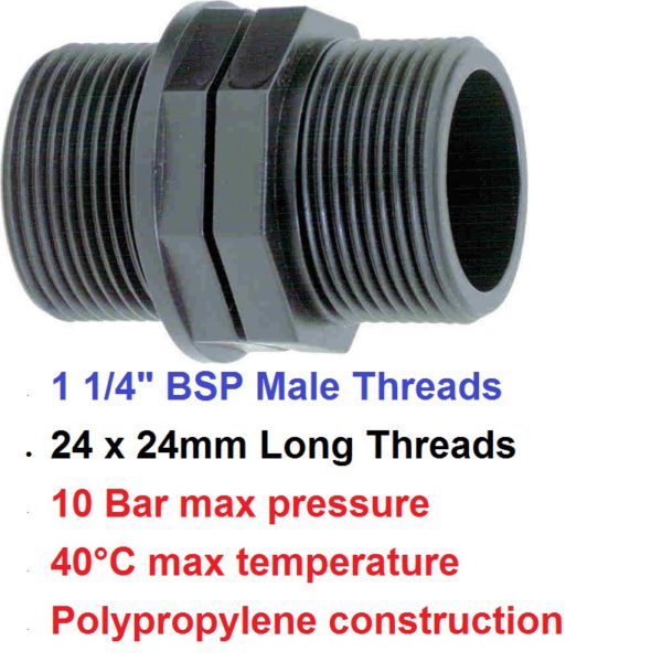 1 1/4" M  x 1 1/4" M Nipple POLY BSP 8056301