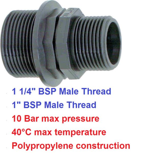 1 1/4" M  x 1" M Reducing Nipple POLY BSP 8058251