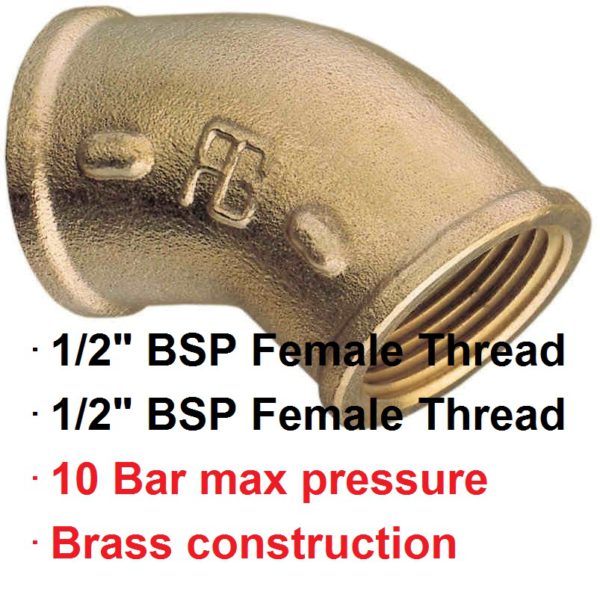 1/2" BSP Female 45 deg Brass Elbow 1-72711