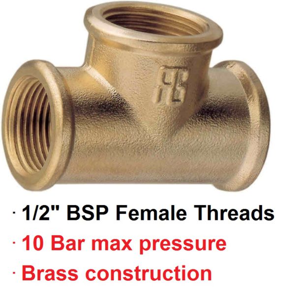 1/2" BSP Female Brass TEE 1-72810