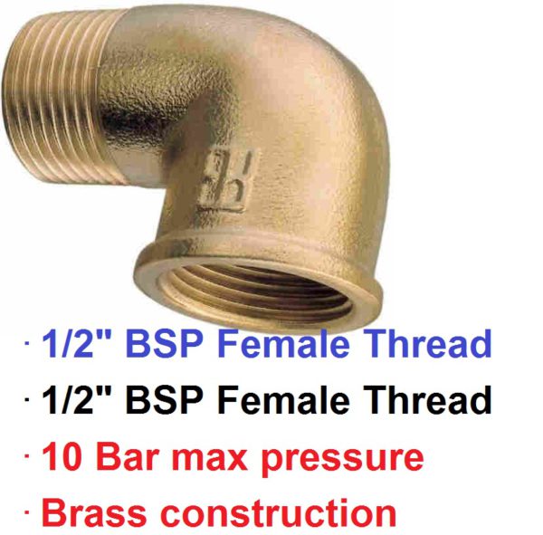 1/2" BSP F x M Threaded Brass Elbow 1-72610