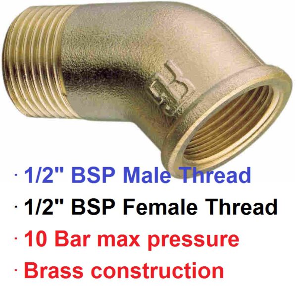 1/2" BSP M x F 45 deg Brass Elbow 1-72771