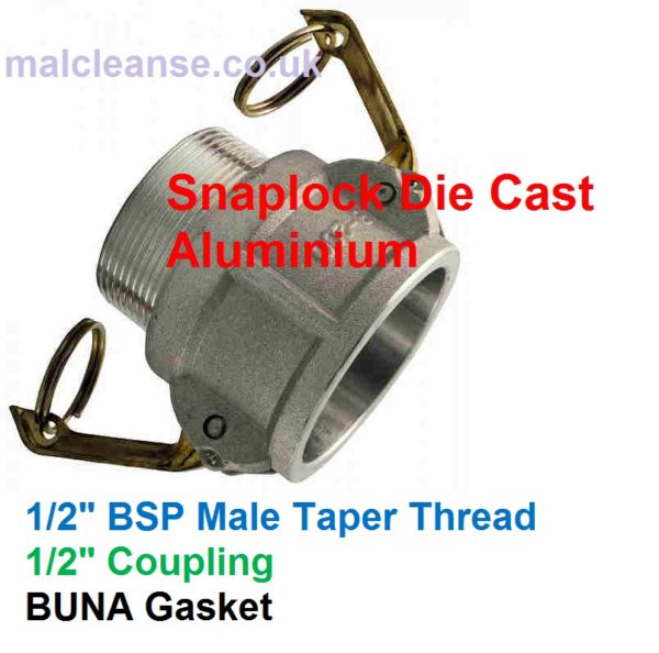 1/2" Male BSP Aluminium Cam Lever Coupler 1/2 size B050-A