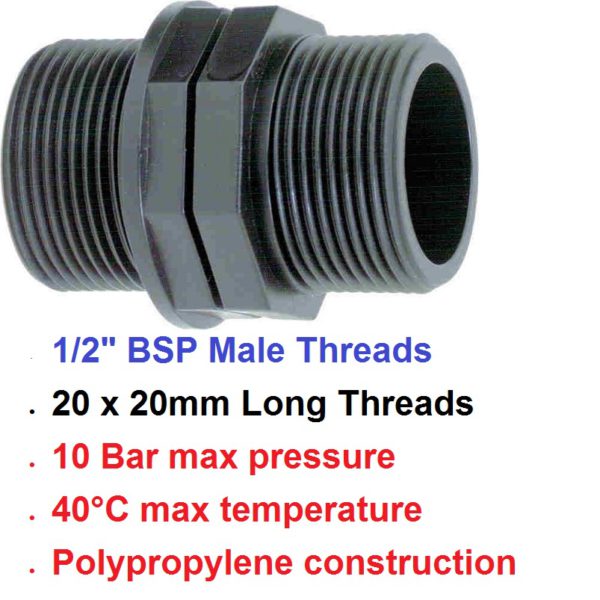 1/2" M  x 1/2" M Nipple POLY BSP 8056151