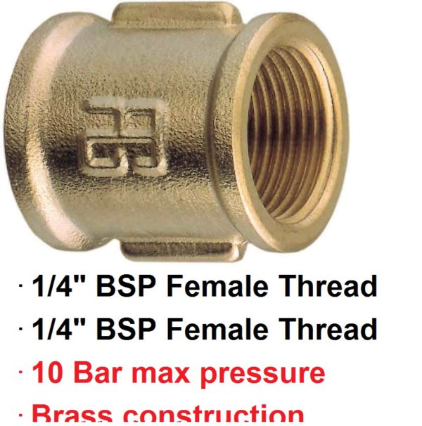 1/4" BSP Female x Female Brass Coupling 1-72899
