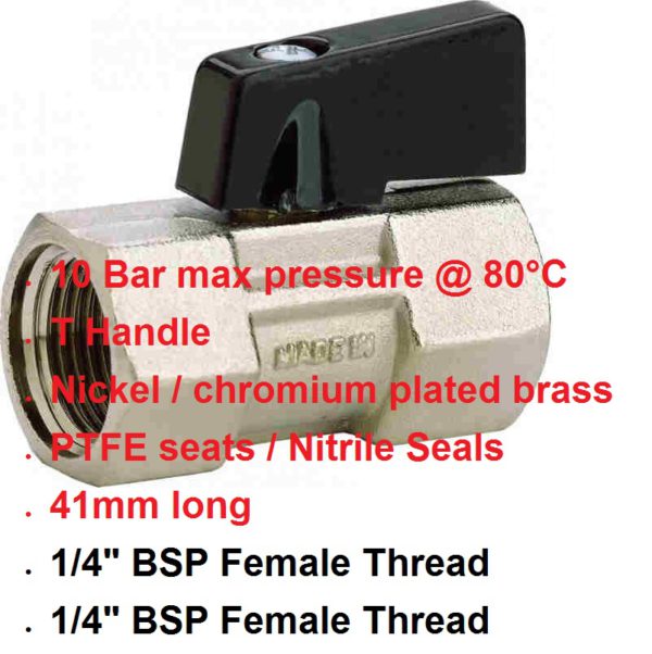 1/4" BSP Female x Female Brass Tap 400-1110