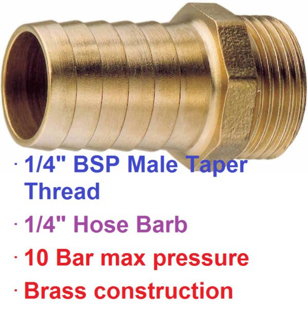 1/4" BSP Male x 1/4" Brass Hose Barb 1-75990