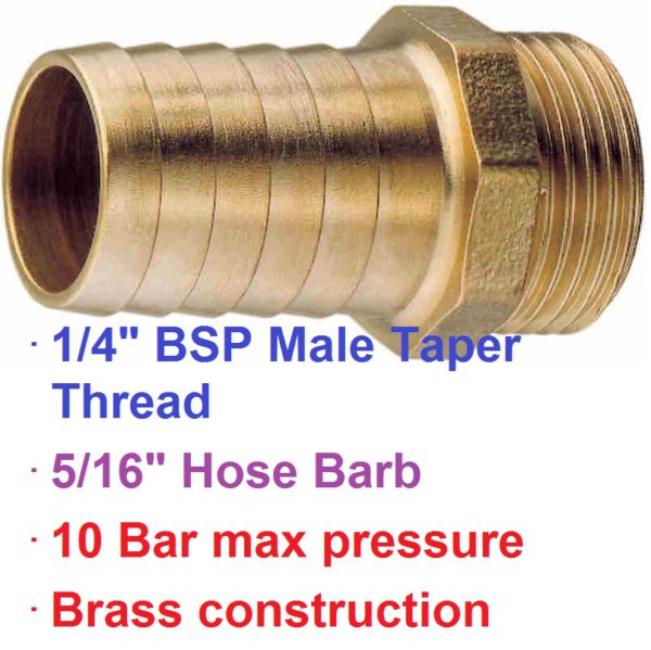 1/4" BSP Male x 5/16" Brass Hose Barb 1-75991