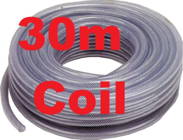 1/4" Clear Reinforced PVC Hose - 30m Coil 01-06-30M