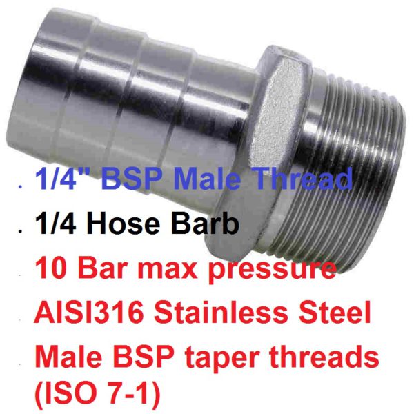 1/4" X 1/4" SS Hose Barb HT04