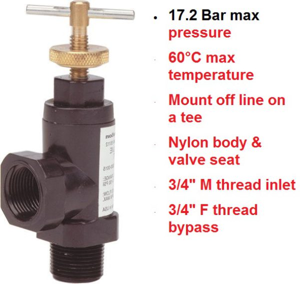 17.5 Bar Max x 3/4" Pressure Regulating Valve 3300-0016