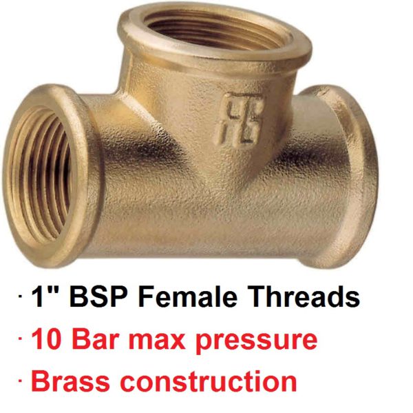 1" BSP Female Brass TEE 1-72830