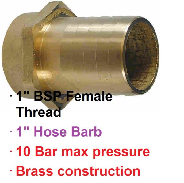 1" BSP Female x 1" Brass Hose Barb 1-76130
