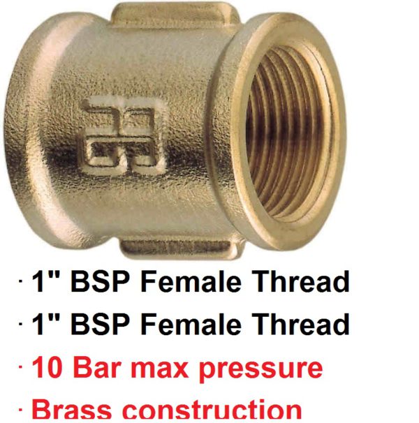 1" BSP Female x Female Brass Coupling 1-72903