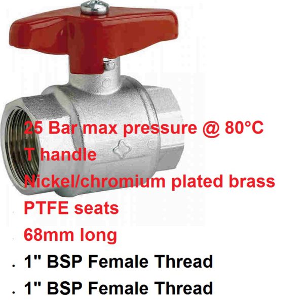1" BSP Female x Female Brass Tap 400-1005