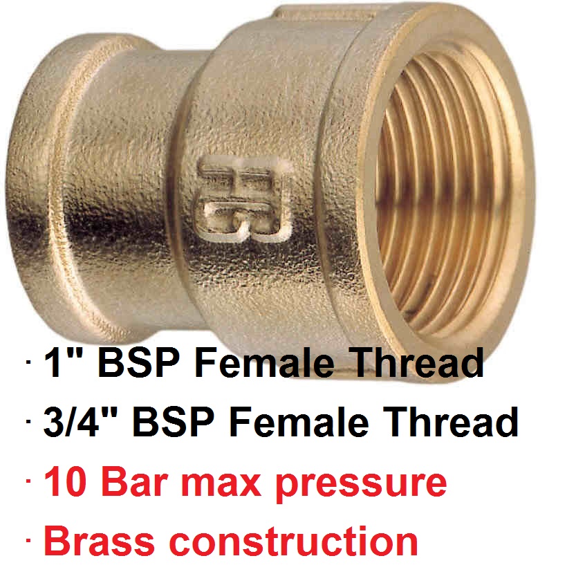 1 BSP F x 3 4 F Brass Reducer Coupling 1 72976