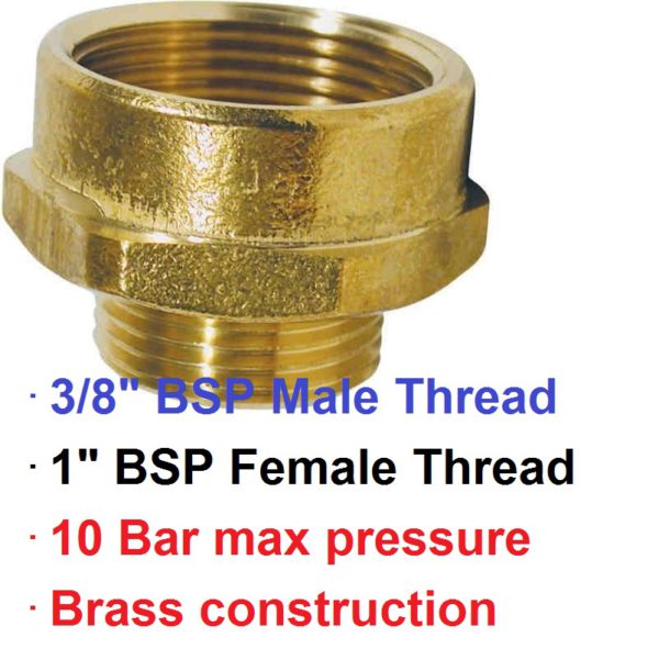 1" BSP F x 3/8" M Brass Reducing Nipple 1-76930