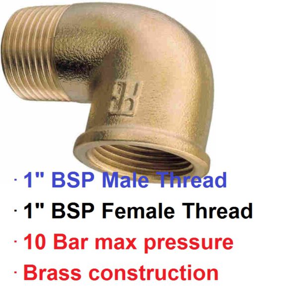 1" BSP F x M Threaded Brass Elbow 1-72630