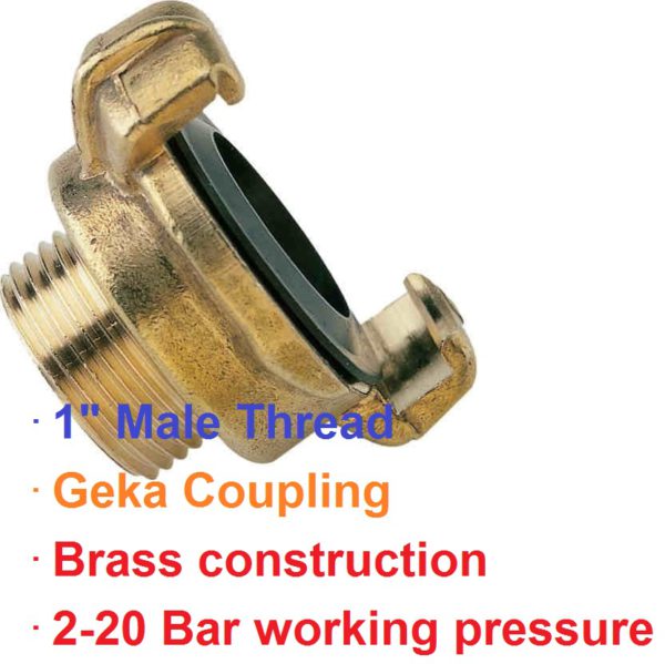 1" BSP Male Brass Geka Type Connector 501-1037