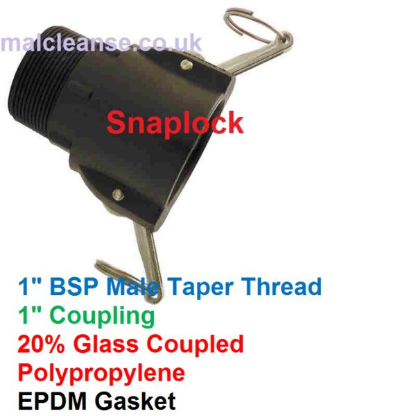 1" Male BSP Snaplock Cam Lever Coupler 1 size B100-P