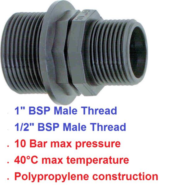 1" M  x 1/2" M Reducing Nipple POLY BSP 8058152