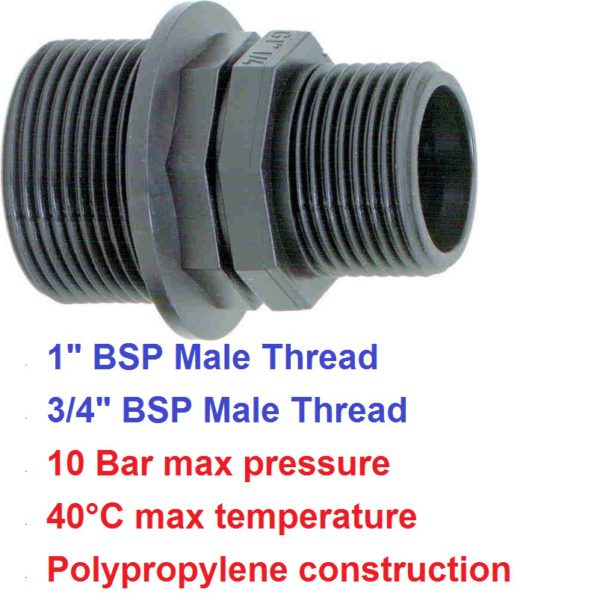 1" M  x 3/4" M Reducing Nipple POLY BSP 8058201
