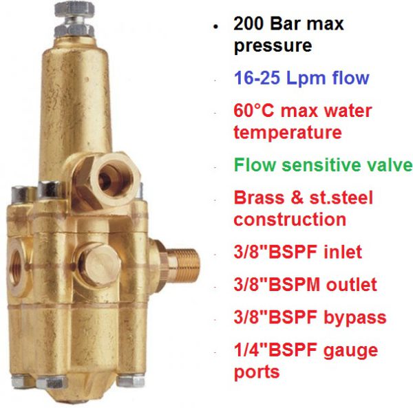 200 Bar 16-25 LPM Flow Sensitive Unloader Valve K7.2