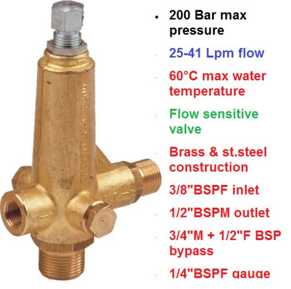 200 Bar 25-41 LPM Flow Sensitive Unloader Valve K5.3