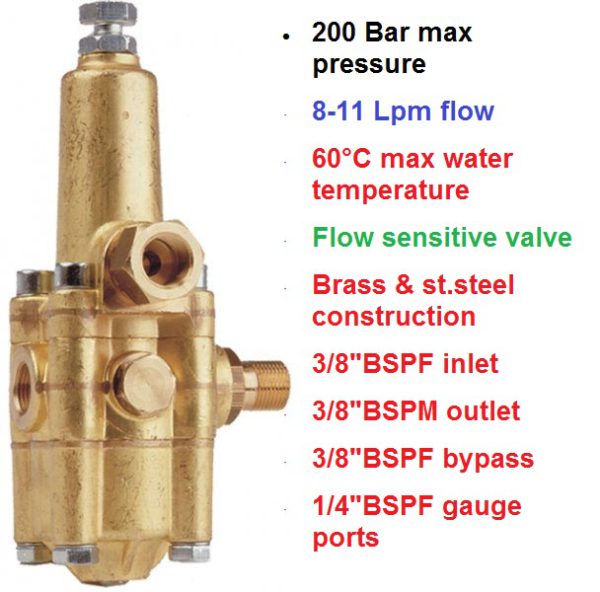 200 Bar 8-11 LPM Flow Sensitive Unloader Valve K7.0