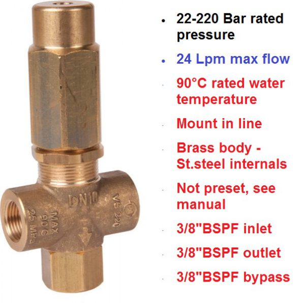 22-220 Bar 24 LPM VS220 Pressure Regulating Valve 60.0525.00