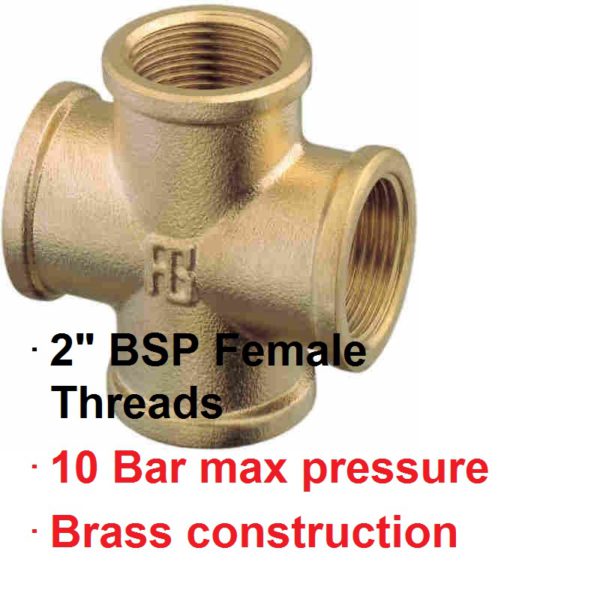 2" BSP Female Brass Threaded Cross 1-72786