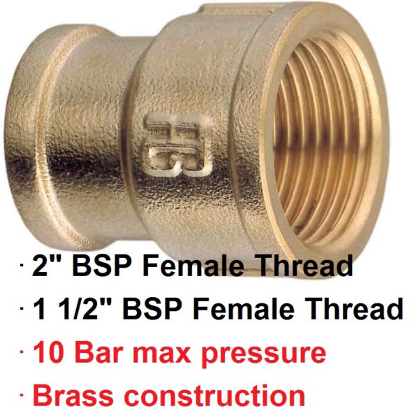2" BSP F x 1 1/2"F Brass Reducer Coupling 1-72982