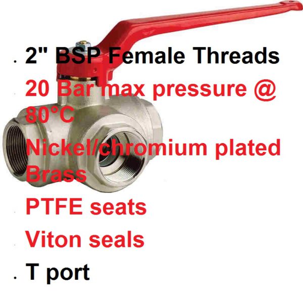 2" BSP FxFxF "T" Port 3 Way Brass Tap 400-1047