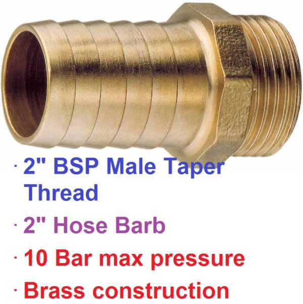 2" BSP Male x 2" Brass Hose Barb 1-76060